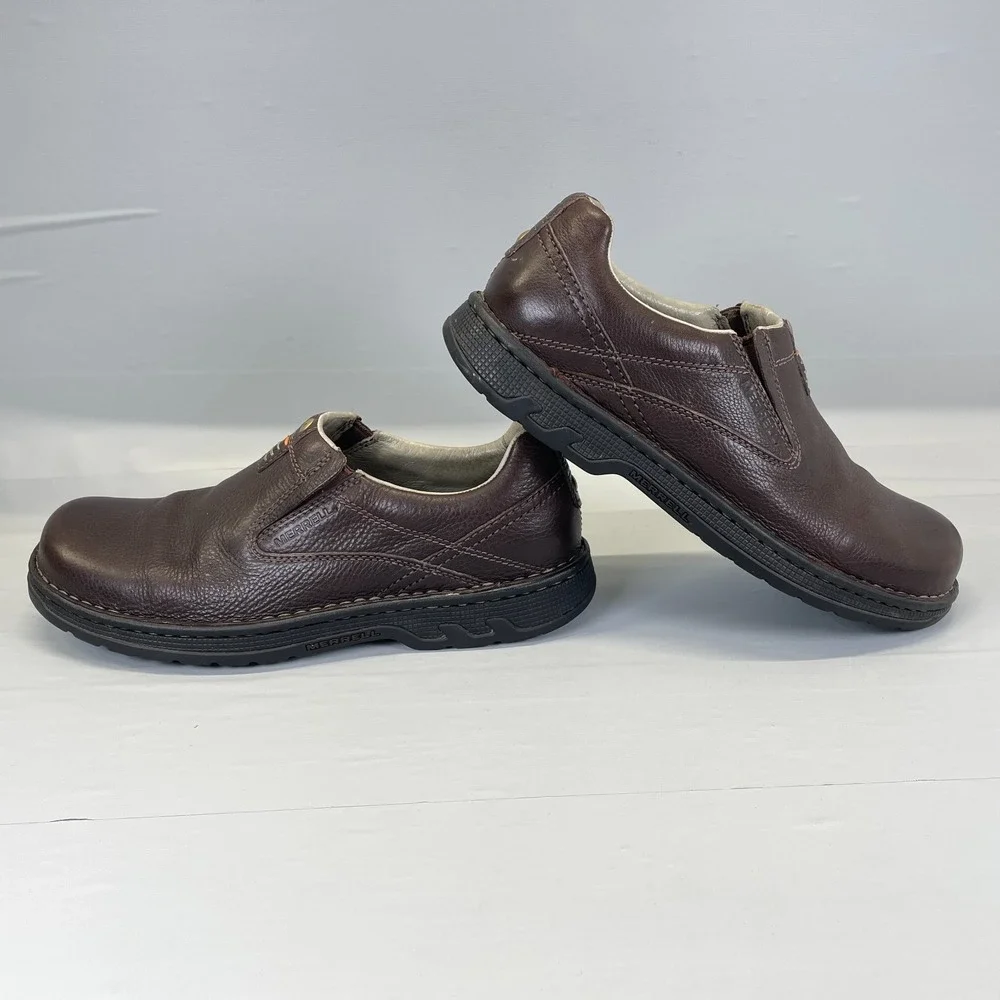 Merrell World Legend Stollen Loafers Mens Size 10.5 Brown Leather Slip On Shoes